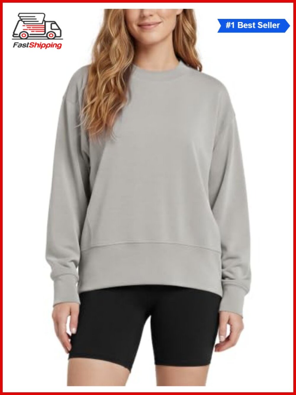 ✨ODODOS Modal Soft Long Sleeve Oversized Sweatshirt High Crew Neck Relaxed